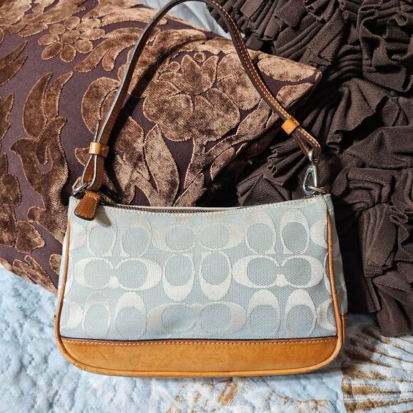 Vintage Coach Y2k Demi Shoulder Bag Purse in Gray-Blue - Picture 1 of 4